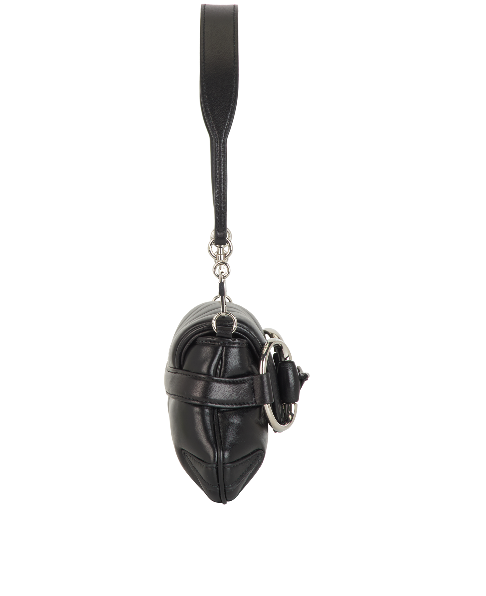 Small Chain Quilted Horsebit, &pound;1,100, Handbags, Black, Leather, Side view